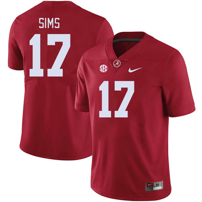 #17 Cam Sims Alabama Crimson Tide Jerseys Football Stitched-Crimson